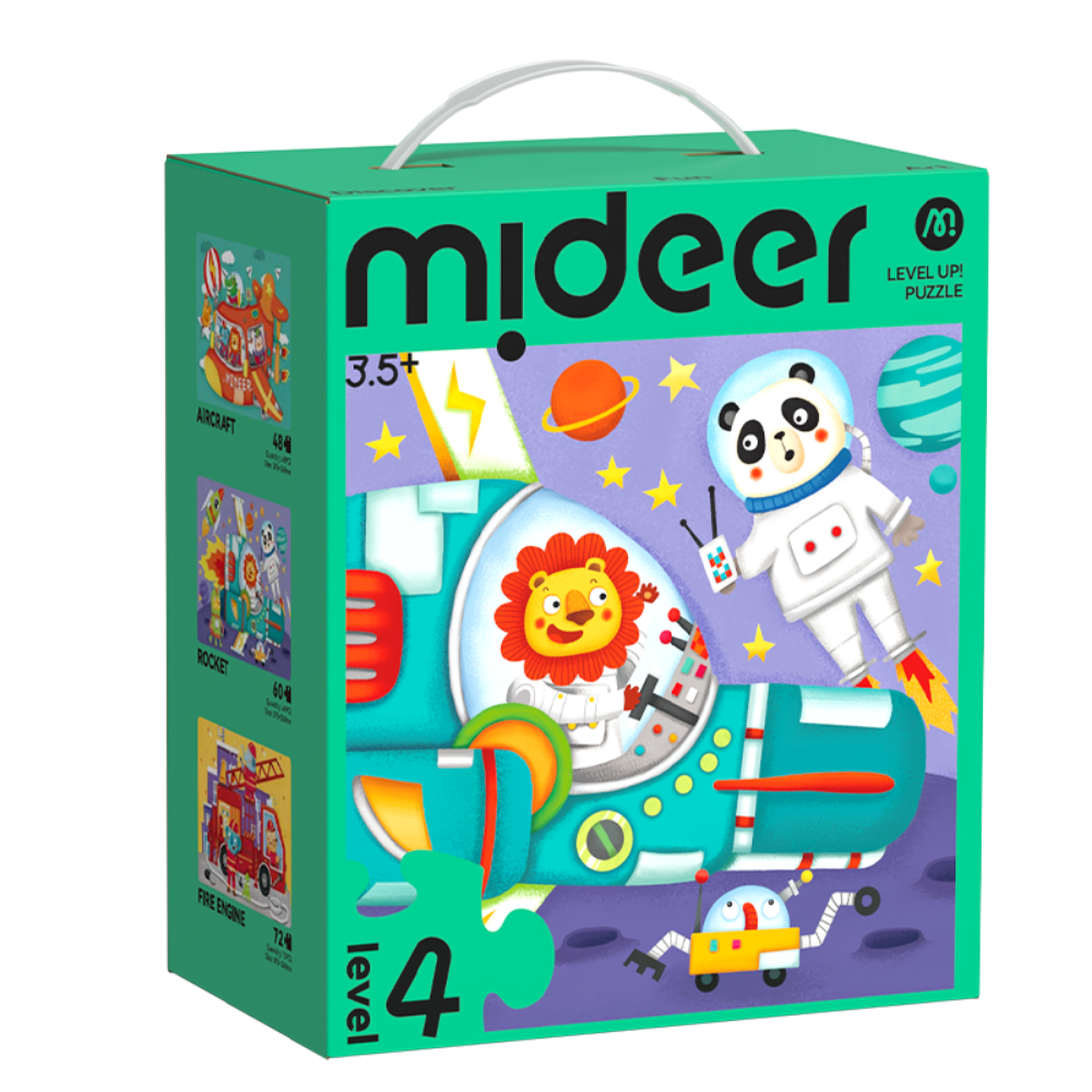 Mideer - Level Up Jigsaw Puzzle for Kids- 3-in-1 - Level 4 Transportation