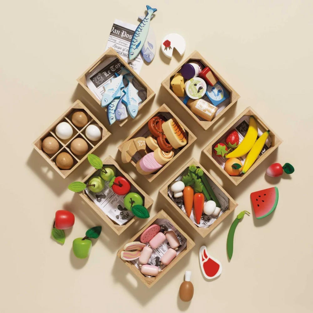 Le Toy Van - Market Crate Wooden Food Crates Complete Collection