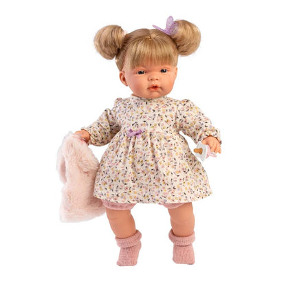 Llorens - Baby Girl Doll with Crying Mechanism, Clothing, Fur Vest, & Accessories: Joelle - 38cm