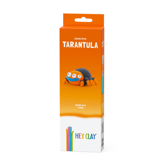Hey Clay - Modelling Air-Dry Clay with Fun Interactive App - Tarantula, Series Exotic Pets, 3 cans