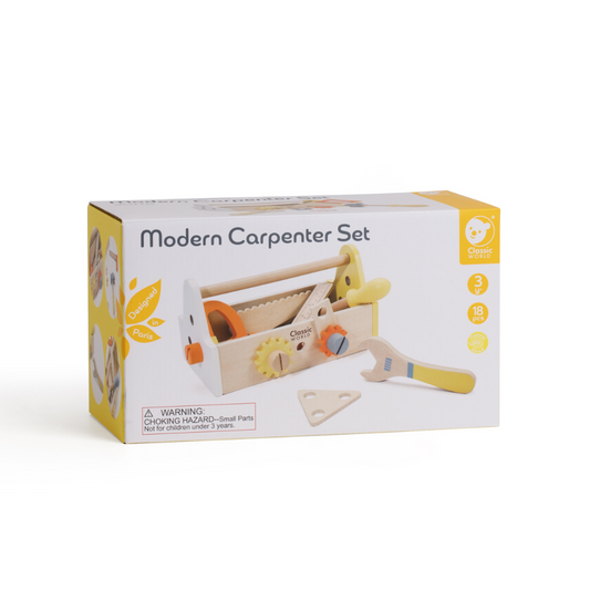 Classic World - Pretend & Play - Wooden Carpenter Tool Set - 18pcs