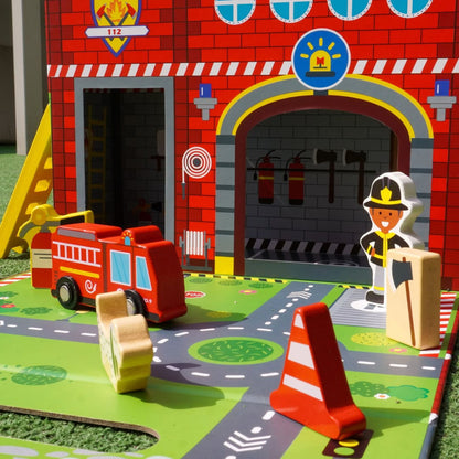 TookyToy - Pretend Play Story Box: Fire Station Toy Set