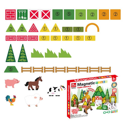 Magnetic Tiles - Farm Animal Set - 45 Pieces