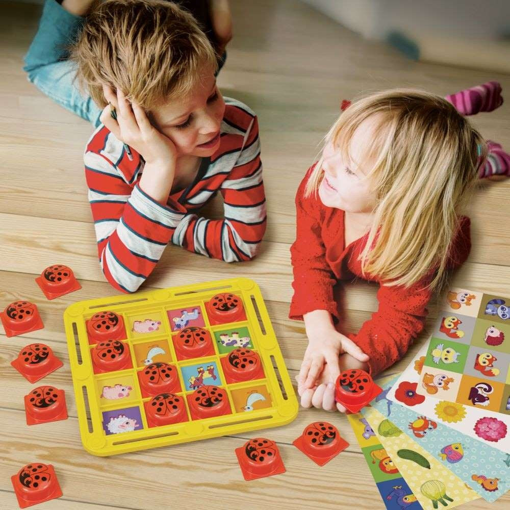Quercetti - Fanta Memo Ladybug Memory Game - Nature-Themed Matching Cards for Kids
