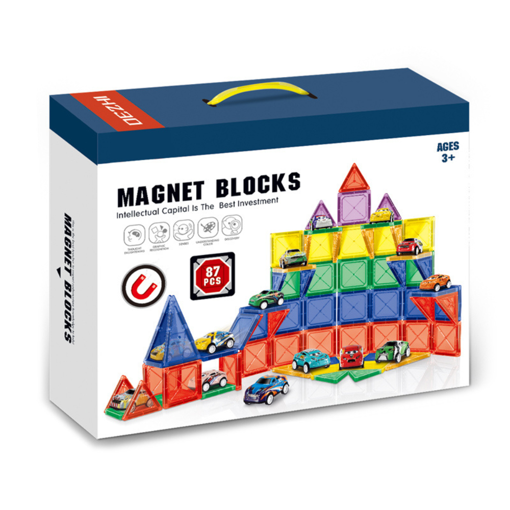 Cogo - Magnetic Tiles with Cars Set - 87 Pieces