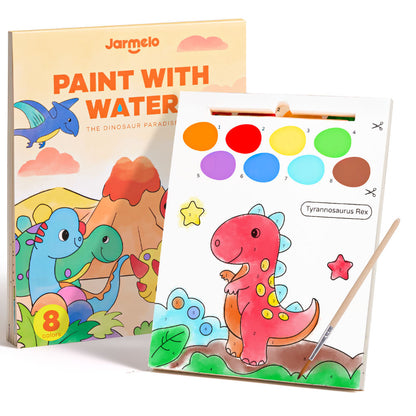 Jar Meló - Watercolour Painting Book - 20 Pages & Paint Brush - Dinosaurs