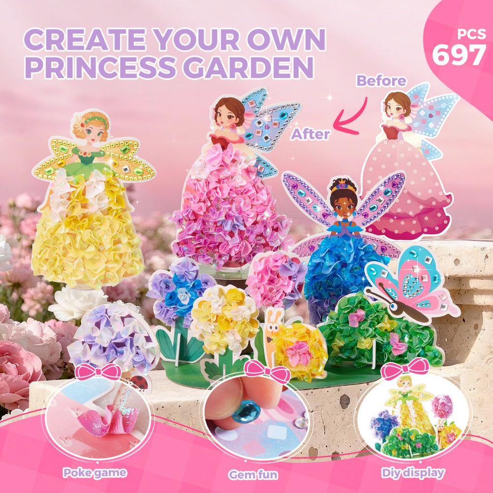 Jar Meló - 3-in-1 Dress Making Poke Arts & Crafts Set: Princess Garden