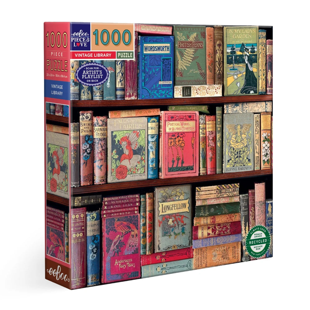 eeBoo - Vintage Library 1000 Piece Square Puzzle