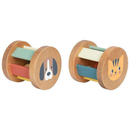 TookyToy - 3-in-1 Wooden Toy Gift Set - Rattle, Stacking Tower and Pull-Along Puppy - Motherhood