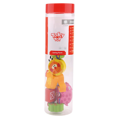 TookyToy - Fine Motor Lacing Blocks - Farm Animals Set