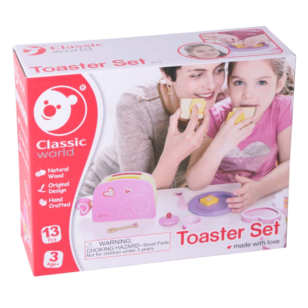 Classic World - Pretend & Play - Toaster Toy Set - 13pcs