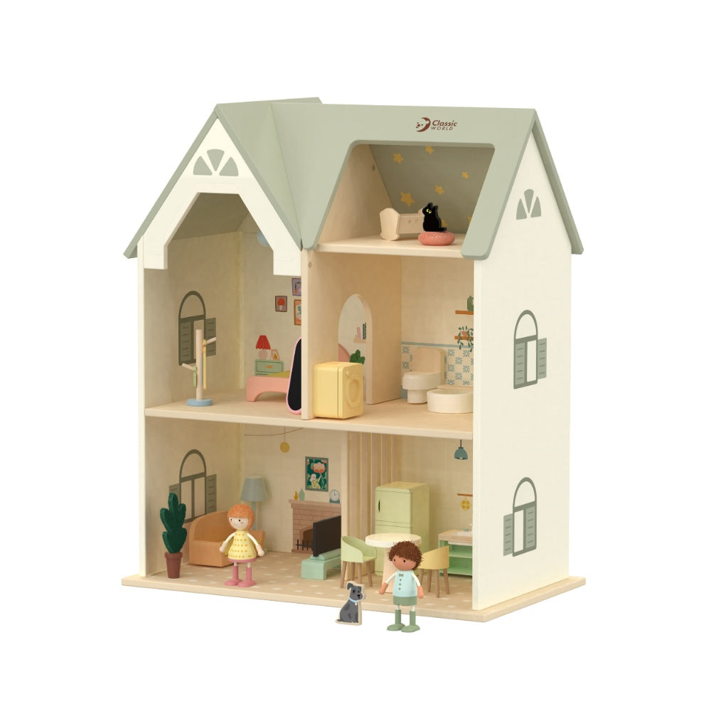 Classic World - Pretend & Play - Cozy Cottage Dollhouse