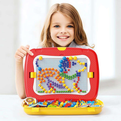 Quercetti - 2-in-1 Peg Board & Magnetic Board Set - Mosaic Art & Letter Play