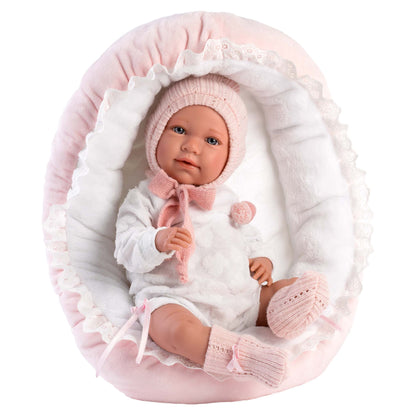 Llorens - Baby Girl Doll with Clothing, Accessories & Pink Crib - 42cm (Mechanism Optional)
