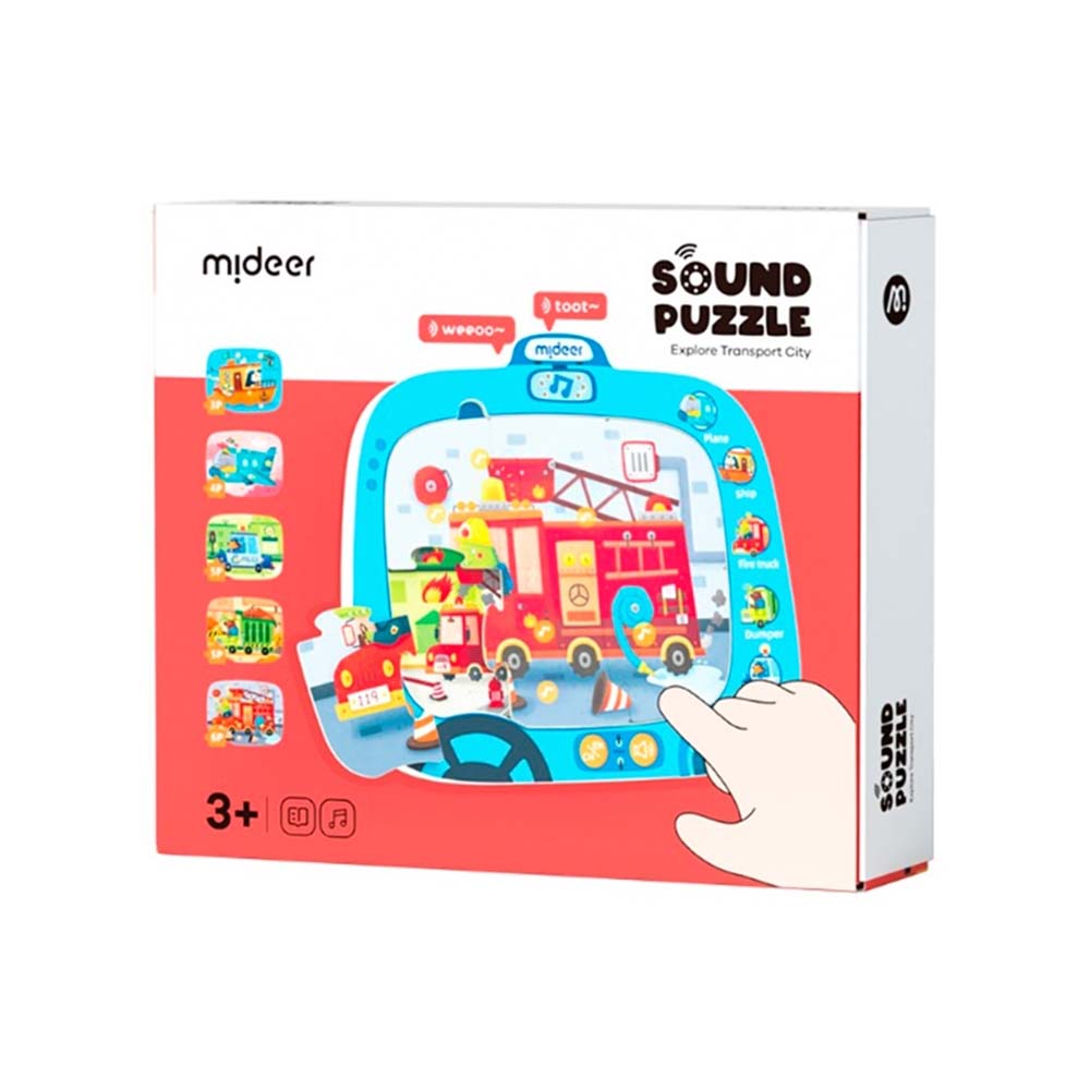 Mideer - Level Up Interactive Sounds Puzzles - 5-in-1 - Transport City