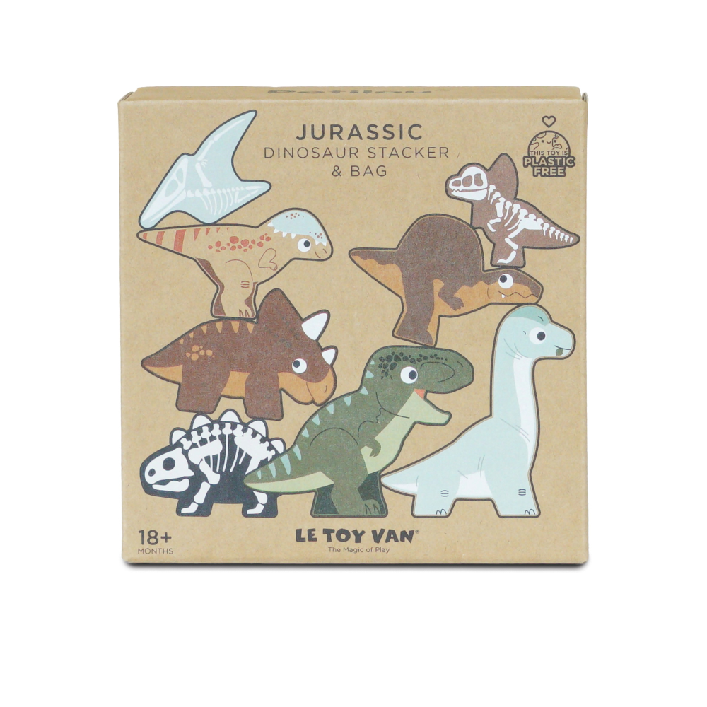 Le Toy Van - Wooden Jurassic Stacking Dinosaurs & Bag - 10pcs