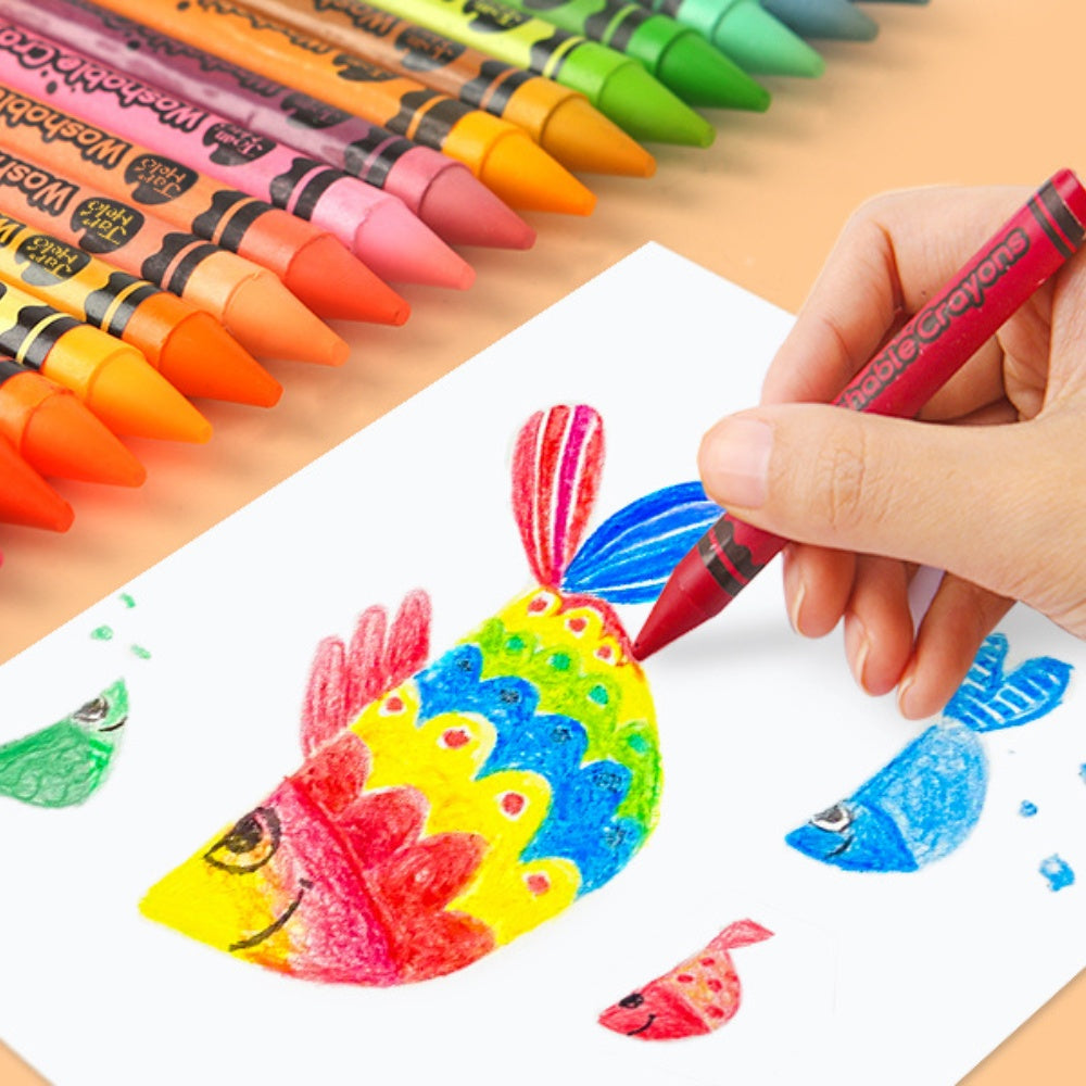 Jar Meló - Wax Crayons - Washable Non-Toxic - 24 Colours