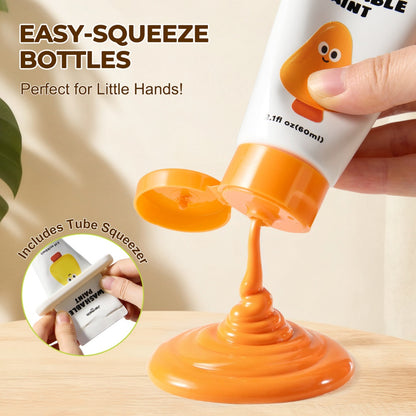 Jar Meló - Washable Squeezy Paint Set for Kids - 8 Colours with Brushes & Palette