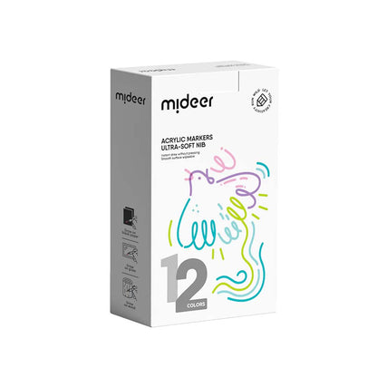 Mideer - Acrylic Markers - Ultra - Soft Nib - 12 Colours