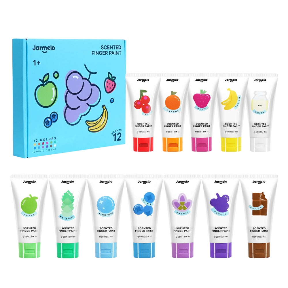 Jar Meló - Scented Finger Paint Set - 12 Colours for Kids Art & Sensory Play