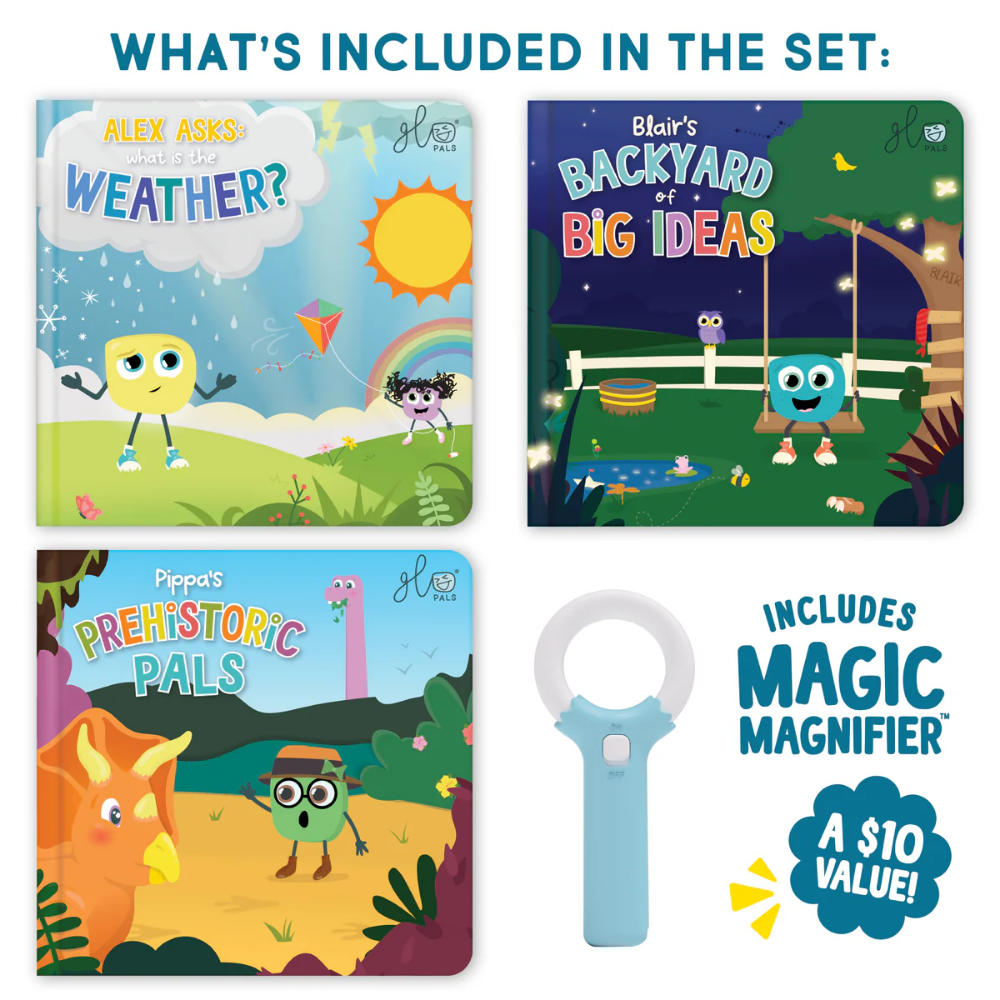 Glo Pals - Light Up Book 3-Pack - Pippa, Blair, and Alex (Dino, Weather, and Backyard)