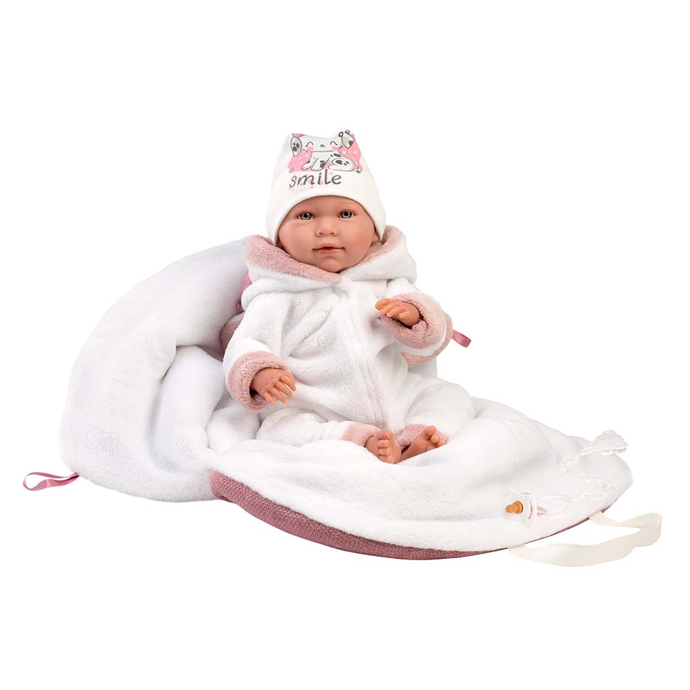 Llorens - Baby Girl Doll with Crying Mechanism, Clothing & Carrycot: Mimi - 42cm