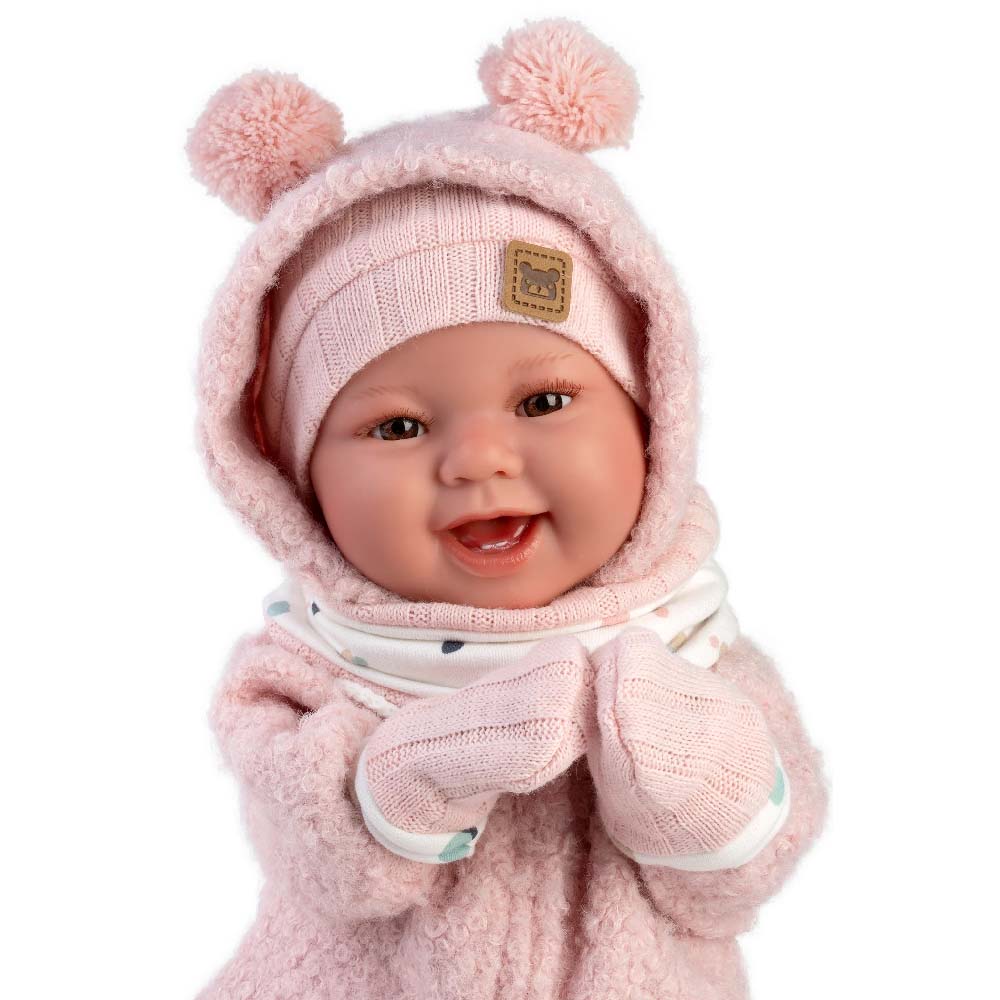 Llorens - Newborn Baby Girl Doll with Laughing Mechanism, Clothing & Cushion: Tala - 44cm