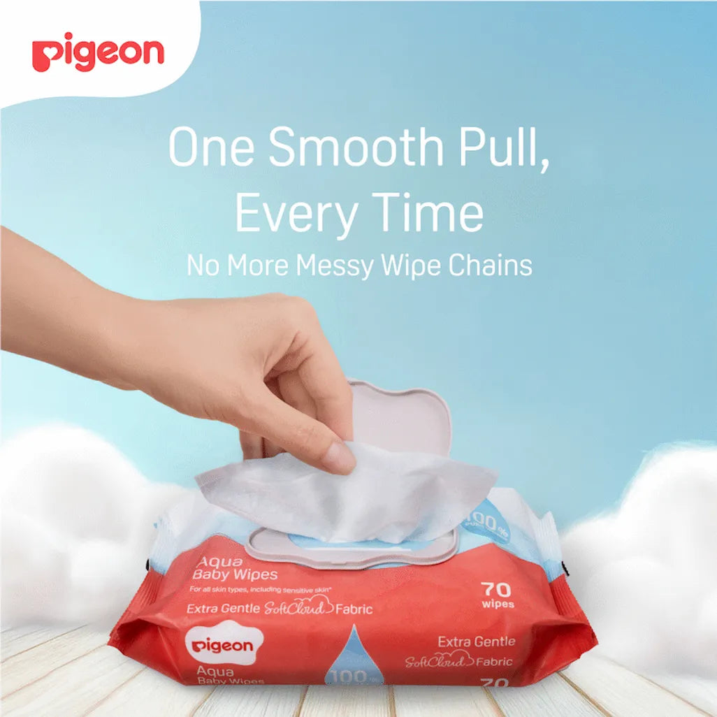 Pigeon Aqua Baby Wipes 70's Fliptop 3-in-1