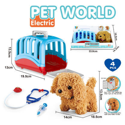 Cogo - Pretend & Play Electric Dog Care Kit with Pet Vet Accessories - Brown Dog