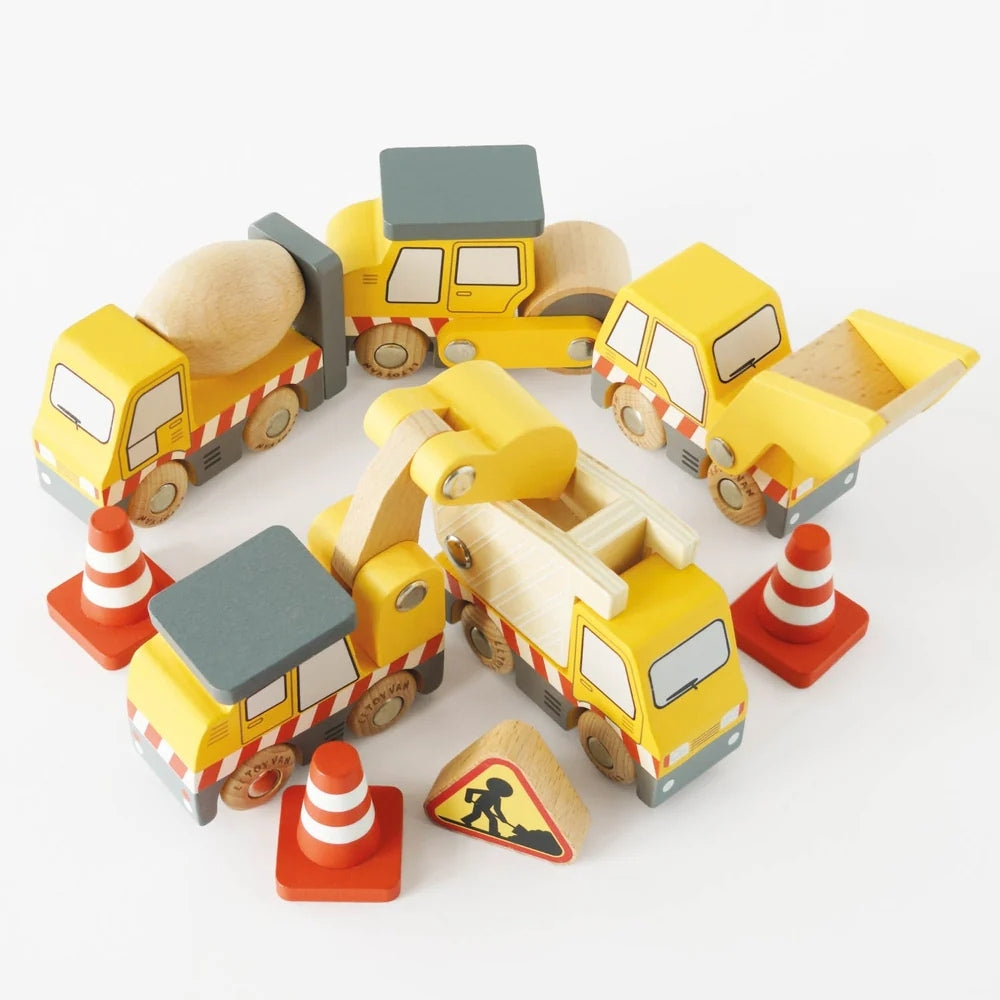 Le Toy Van - Wooden Construction Toy Cars: Trucks & Diggers