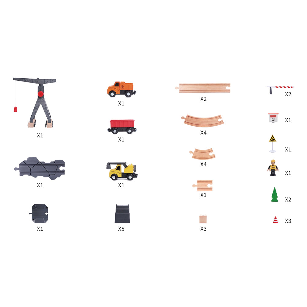 TookyToy - Wooden Train Set - Constructin Yard - Motherhood
