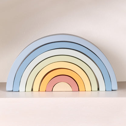 TookyToy - Pastel Rainbow Stacker - Wooden Ring Fine Motor Stacking Toy