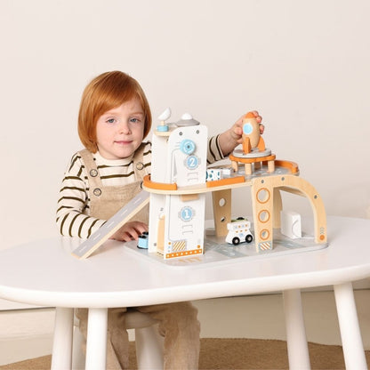 TookyToy - Pretend Play Wooden Space Station Toy Set - 14 Pieces