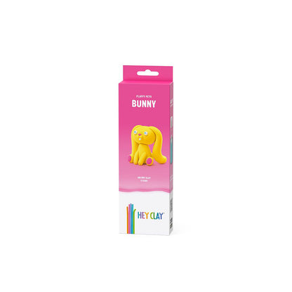 Hey Clay - Modelling Air-Dry Clay with Fun Interactive App - Bunny, series Fluffy Pets, 3 cans