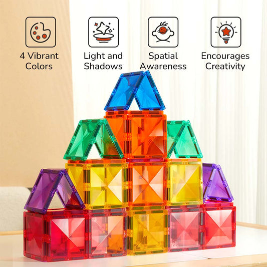 Mideer - Colourful Magnetic Tiles Building Set - Warm Colours - 20pcs