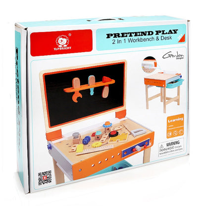 TopBright - 2-in-1 - Tool Work Bench, Art Desk & Chalk Board - 47 x 37 x 80 cm - pcs-**