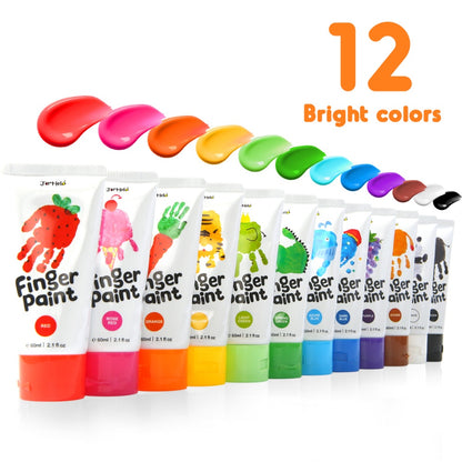 Jar Meló - Finger Paint - Non-Toxic & Safe for Kids - 12 Colours