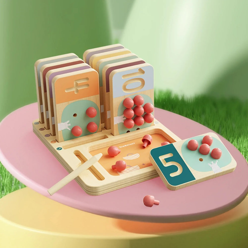 TopBright - Wooden Montessory Fruit Tree Counting & Writing Number Toy