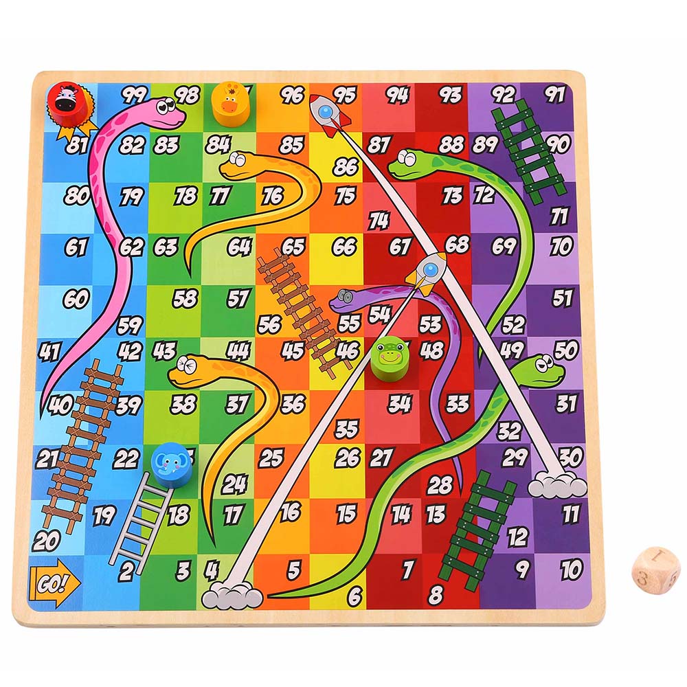 TookyToy - 2-in-1 - Game Set - Ludo & Snakes and Ladders