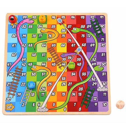 TookyToy - 2-in-1 - Game Set - Ludo & Snakes and Ladders