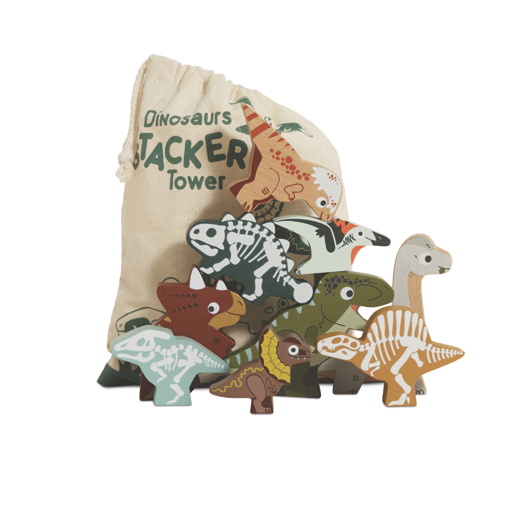 Le Toy Van - Wooden Jurassic Stacking Dinosaurs & Bag - 10pcs