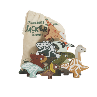 Le Toy Van - Wooden Jurassic Stacking Dinosaurs & Bag - 10pcs