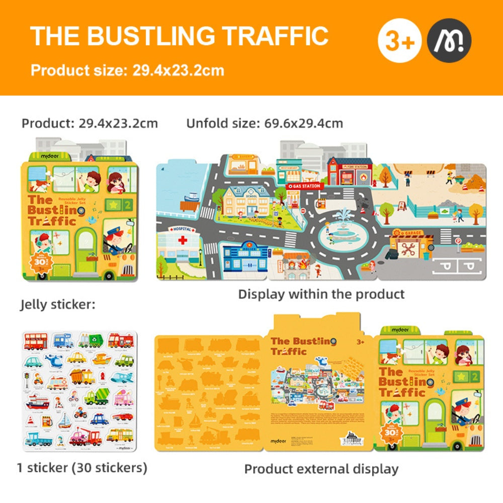 Mideer - Reusable Jelly Sticker Set: The Bustling Traffic - Early Learning Activity