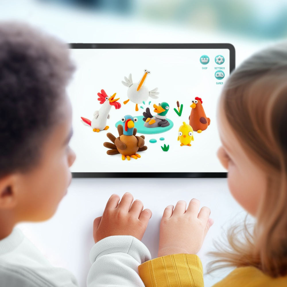 Hey Clay - Modelling Air-Dry Clay with Fun Interactive App - Duck, series Farm Birds, 3 cans