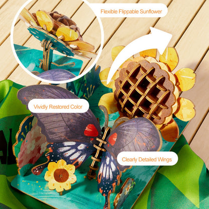 Mideer - Wooden 3D Puzzle for Kids with Educational Flash Cards - Butterfly 48 Pieces