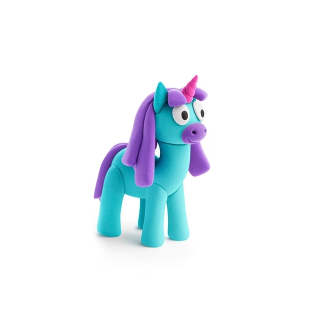 Hey Clay - Modelling Air-Dry Clay with Fun Interactive App - Lighty, Sunny, Rainy, Series Rainbow Unicorns, 6 cans