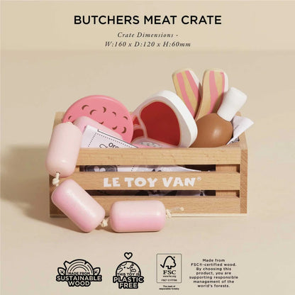 Le Toy Van - Wooden Butchers Meat Food Crate - 7pcs