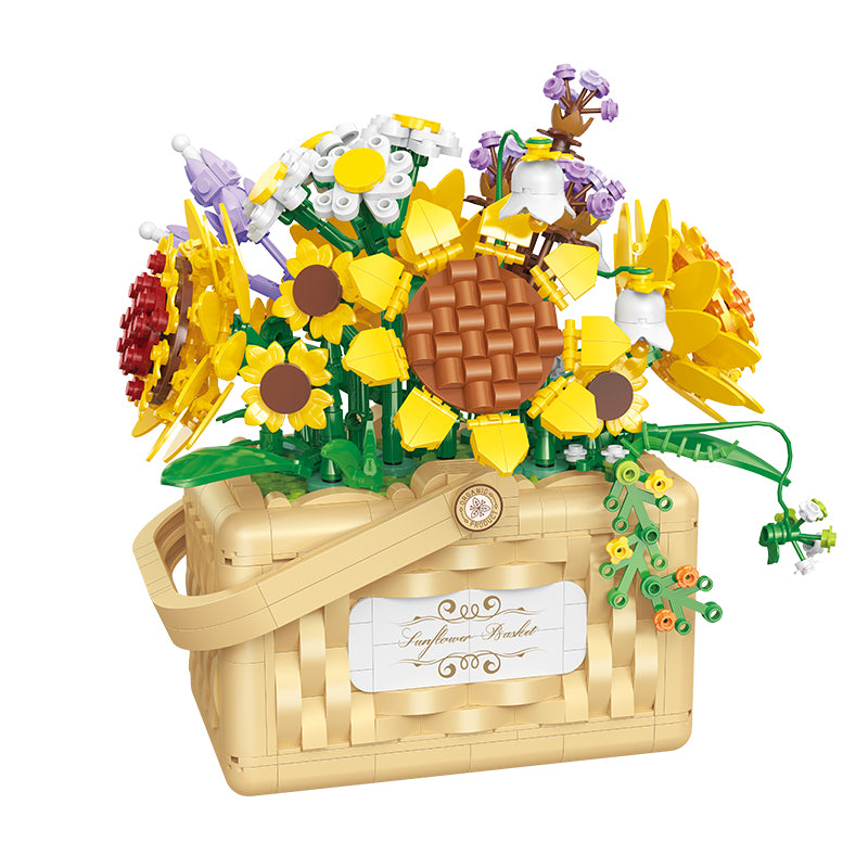 Cogo - Building Block Set - Sunflower Basket with Fairy Lights - 1295 Pieces