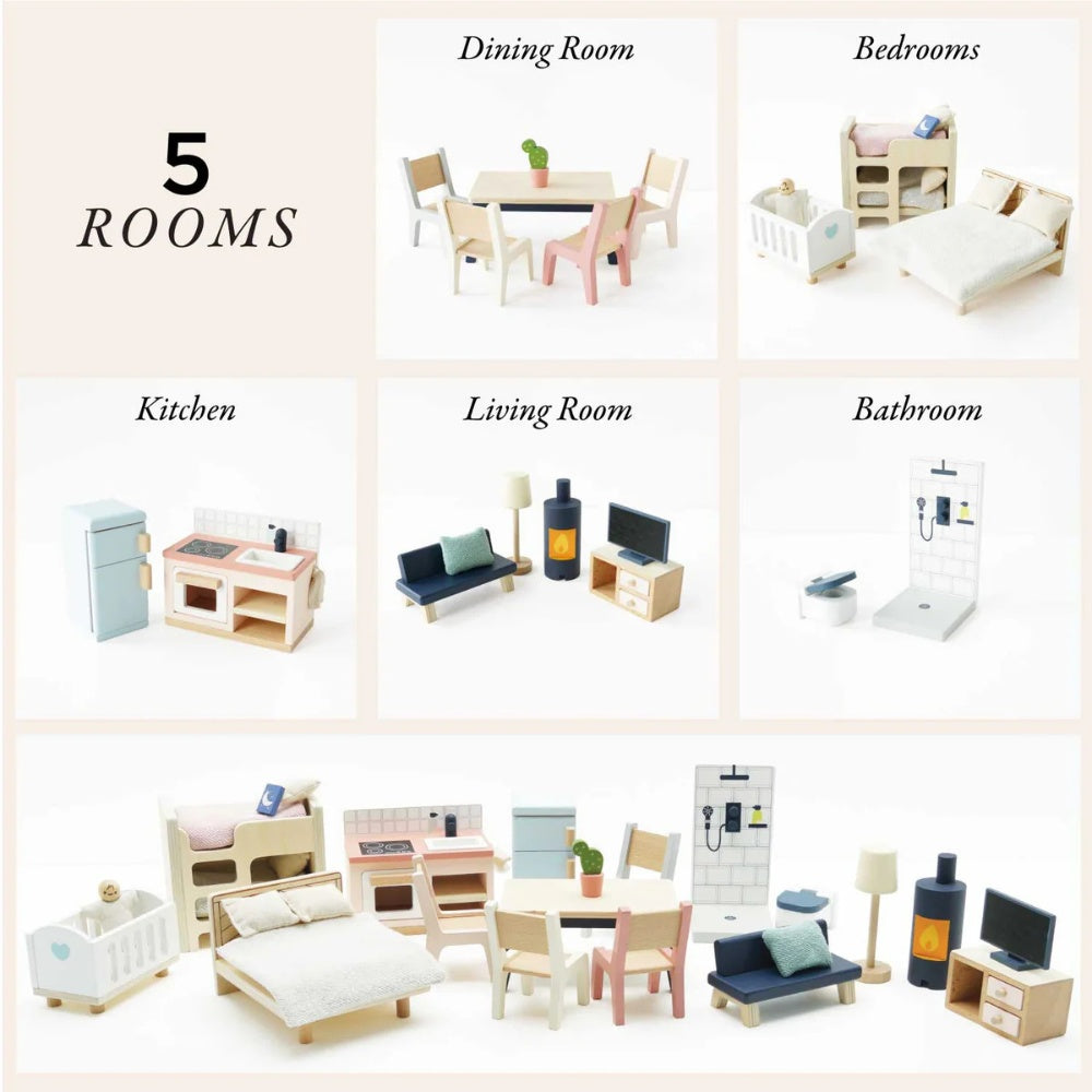 Le Toy Van - Complete Dolls House Furniture Set - 35pcs