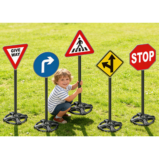 Pretend & Play Road Signs Set of 5 - Road Safety Role-Play Accessory
